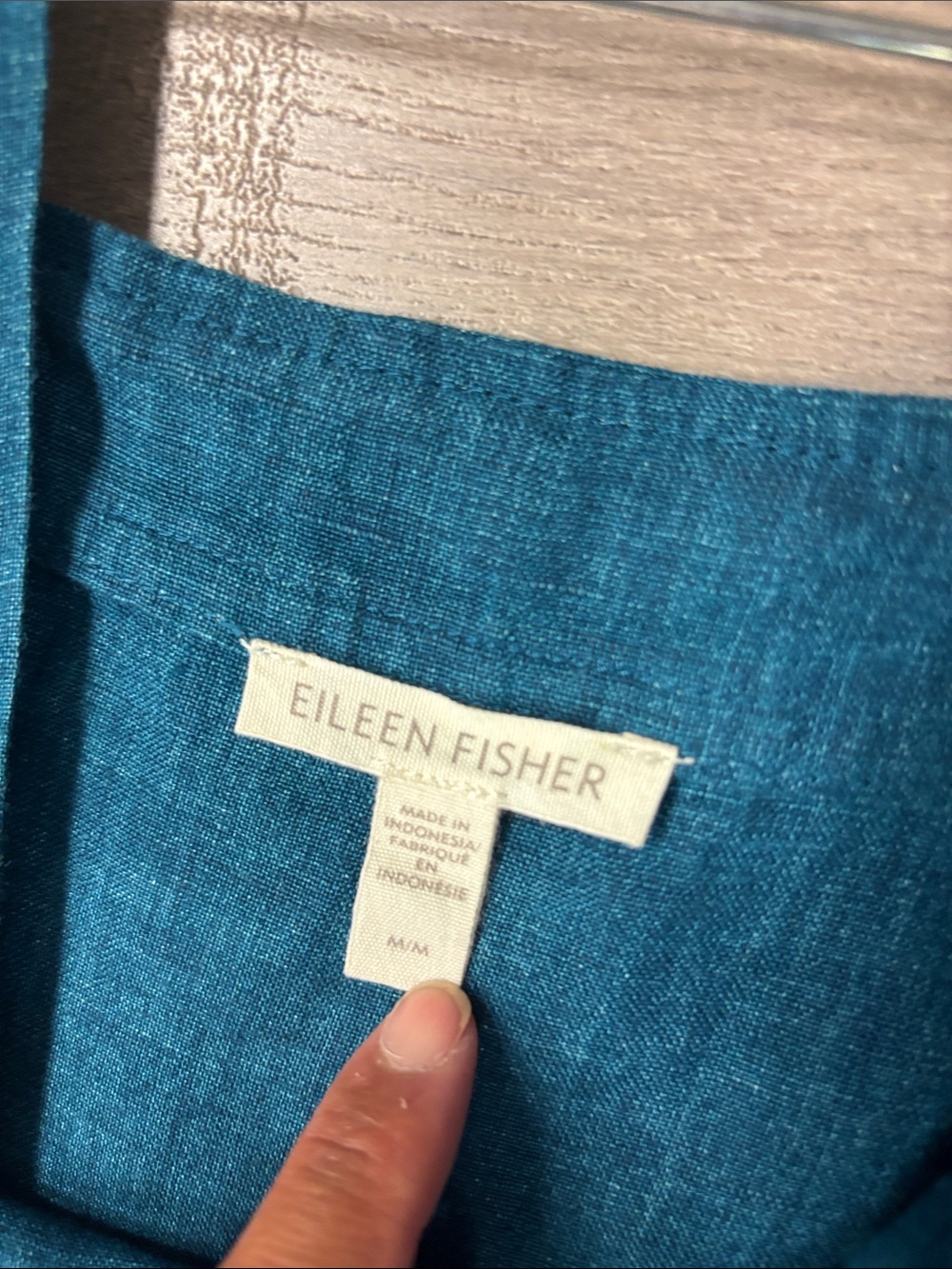 Eileen Fisher Teal Tiered Delave linen Midi Dress - Picture 7 of 10
